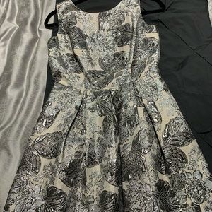 Like New Silver Fit & Flare Dress with Pockets